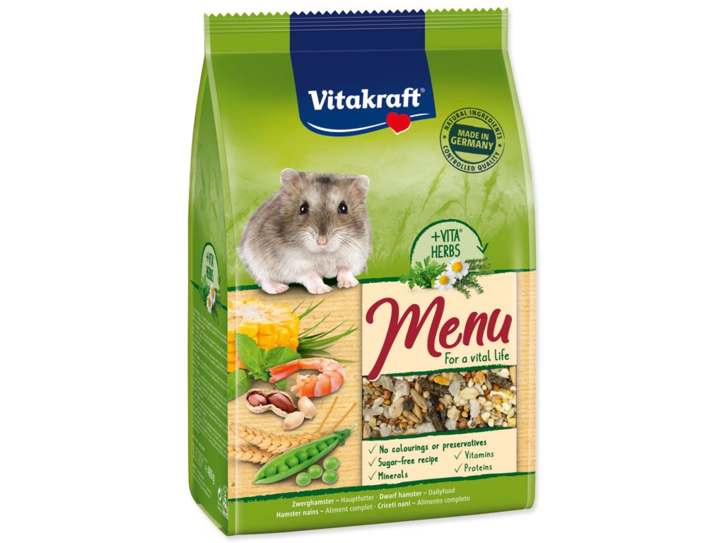 60563 1 vitakraft menu dwarf hamster 400 g z kategorie chovatelske potreby a krmiva pro hlodavce a mala zvirata pamlsky pro hlodavce
