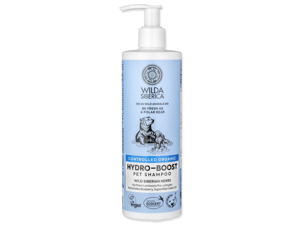 57498 1 sampon wilda siberica hydro boost 400 ml z kategorie chovatelske potreby a krmiva pro psy hygiena a kosmetika psa sampony a spreje pro psy