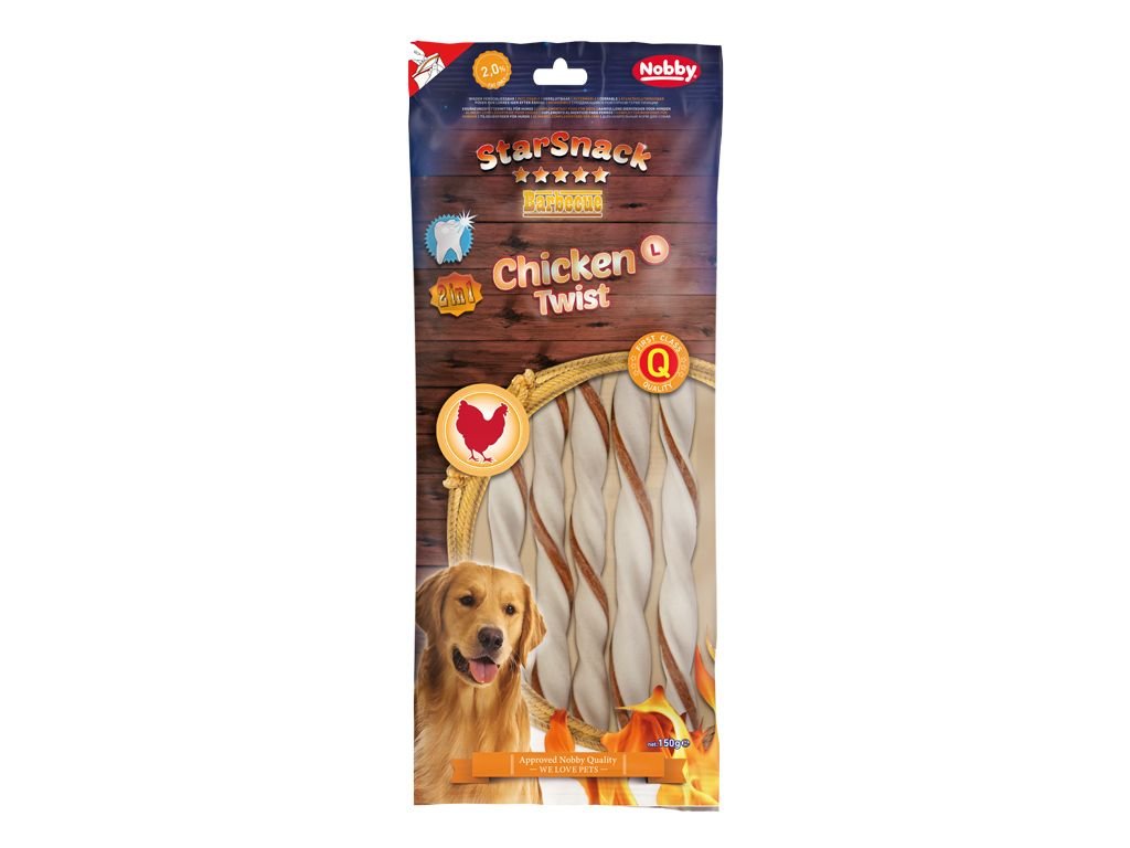 13113 2 nobby starsnack chicken twist zvykaci tycky l 25cm 150g z kategorie chovatelske potreby a krmiva pro psy pamlsky pro psy zvykaci pamlsky pro psy