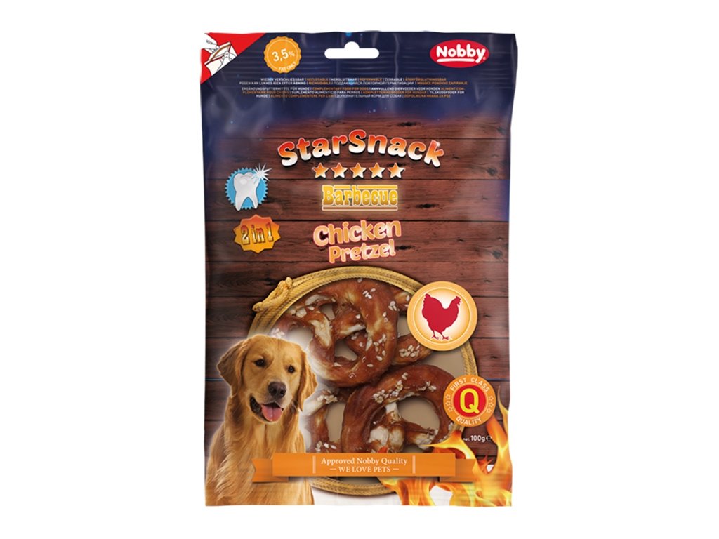 33597 2 nobby starsnack bbq chicken pretzel pamlsky 100g z kategorie chovatelske potreby a krmiva pro psy pamlsky pro psy zvykaci pamlsky pro psy