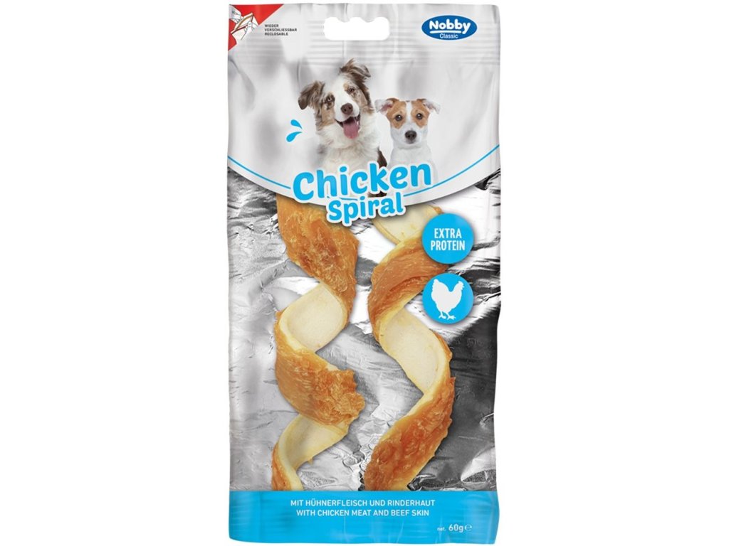 76908 2 nobby classic chicken spiral kureci spiralky 60g z kategorie chovatelske potreby a krmiva pro psy pamlsky pro psy bile kosti pro psy