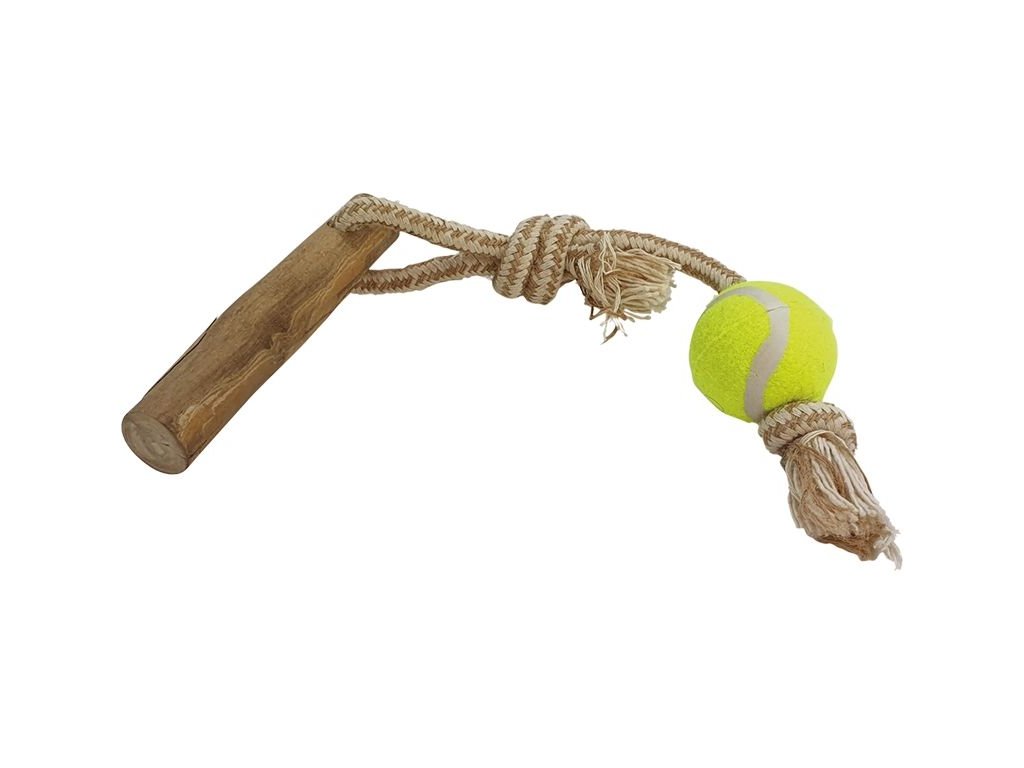 61916 1 nobby tycka z kavoveho dreva s tenisakem s 14cm z kategorie chovatelske potreby a krmiva pro psy hracky pro psy kavove drevo pro psy