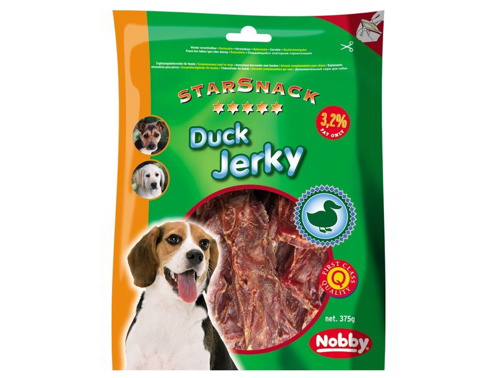 7611 3 nobby starsnack duck jerkey susene kachni svalovina 375g z kategorie chovatelske potreby a krmiva pro psy pamlsky pro psy susena masicka pro psy