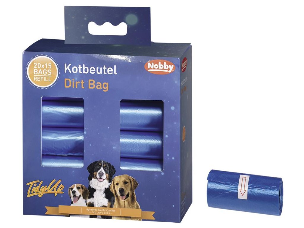 8208 nobby tidyup sacky na bobky modre 20 roli z kategorie chovatelske potreby a krmiva pro psy hygiena a kosmetika psa zasobniky a sacky na psi exkrementy