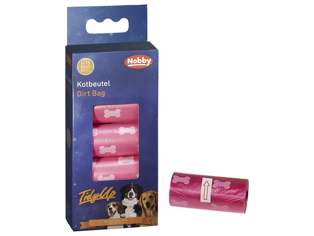 2460 3 nobby tidyup sacky na exkrementy ruzove 4 role z kategorie chovatelske potreby a krmiva pro psy hygiena a kosmetika psa zasobniky a sacky na psi exkrementy