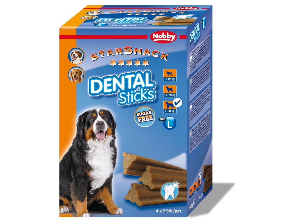 6951 2 nobby starsnack dental sticks large dentalni pamlsky 28ks 840g z kategorie chovatelske potreby a krmiva pro psy pamlsky pro psy dentalni pamlsky pro psy