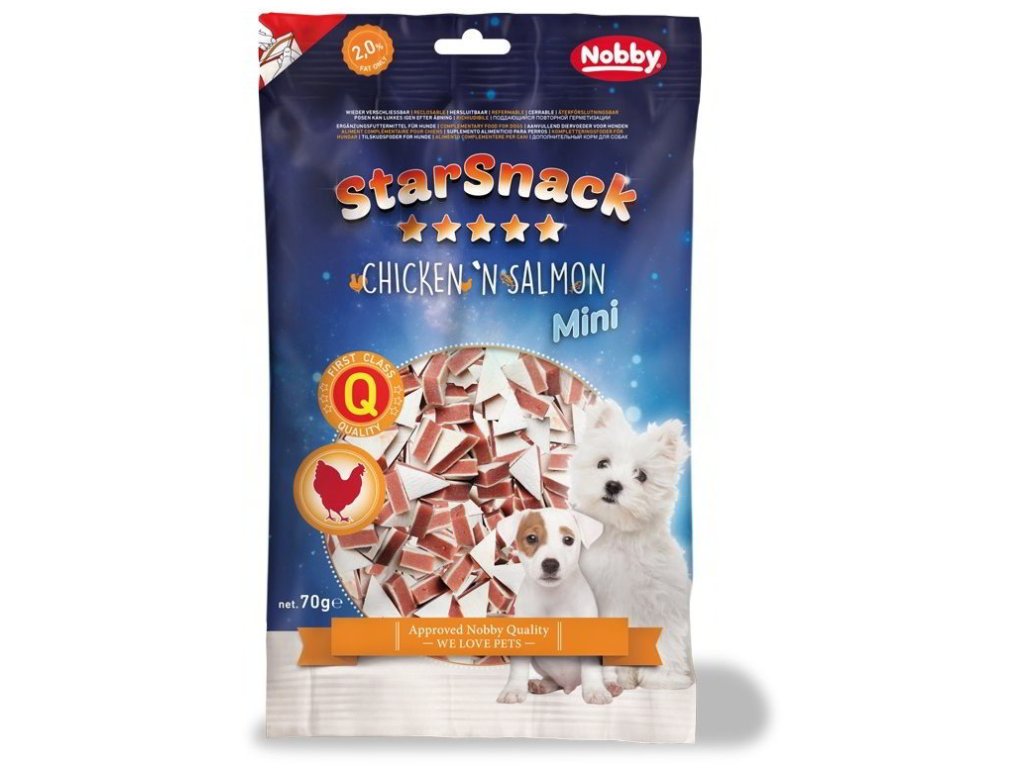 11325 3 nobby starsnack mini soft mekke pamlsky kure losos 70g z kategorie chovatelske potreby a krmiva pro psy pamlsky pro psy polomekke pamlsky pro psy