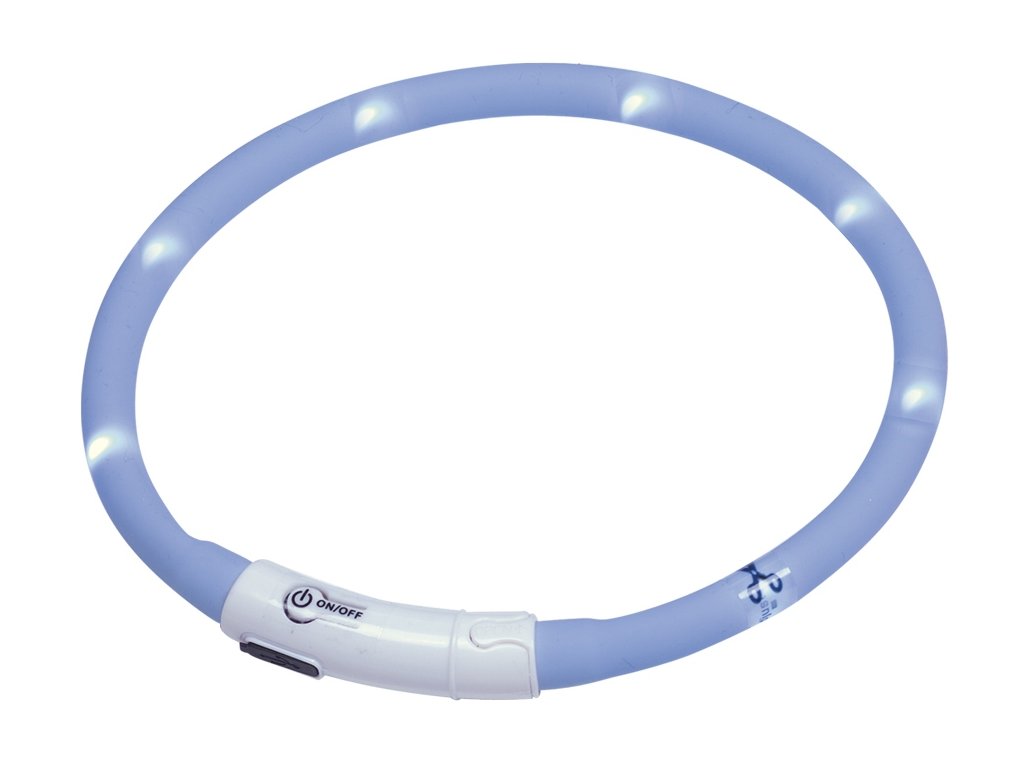 12681 2 nobby led puppy svitici krouzek silikon svetle modra 45cm z kategorie chovatelske potreby a krmiva pro psy obojky voditka a postroje pro psy obojky pro psy