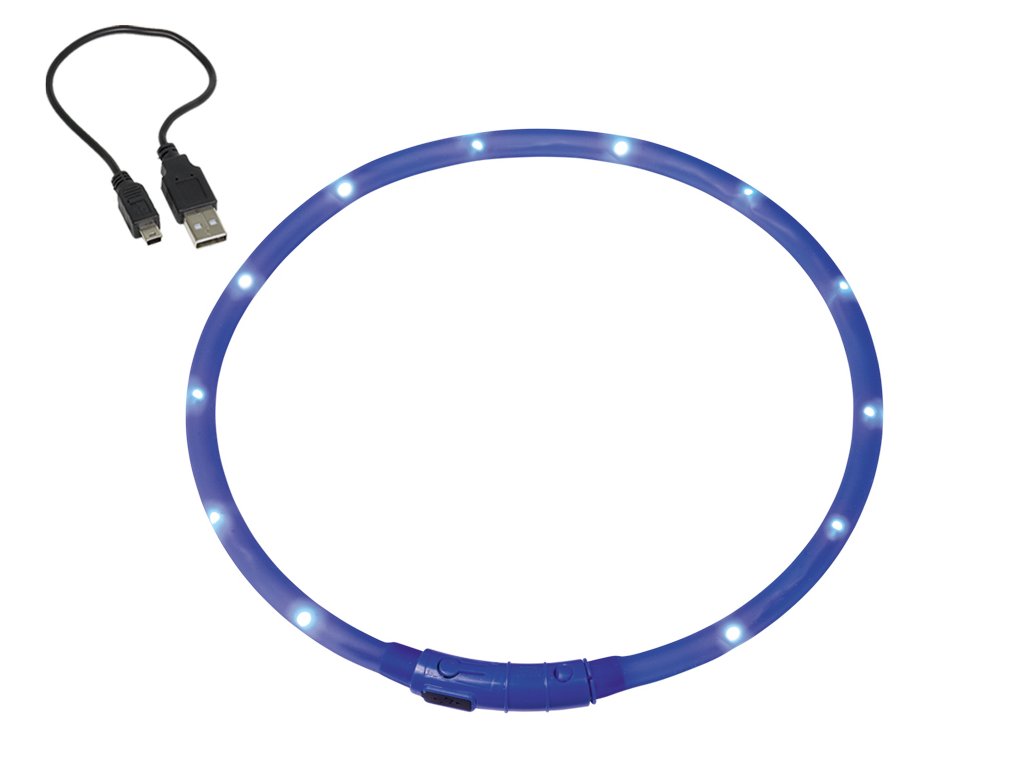 5235 1 nobby led visible svitici krouzek silikon modra 70cm z kategorie chovatelske potreby a krmiva pro psy obojky voditka a postroje pro psy obojky pro psy