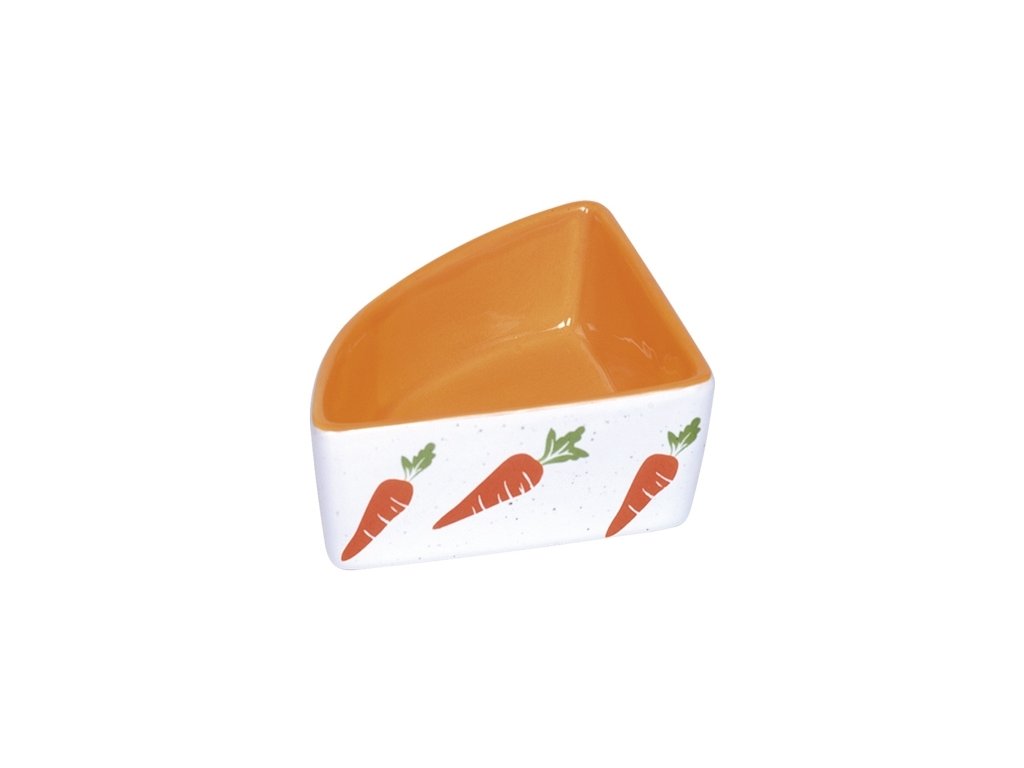 30504 1 nobby rohova keramicka miska pro hlodavce oranzovo bila 9x9x4cm 0 10l z kategorie chovatelske potreby a krmiva pro hlodavce a mala zvirata misky napajecky misky