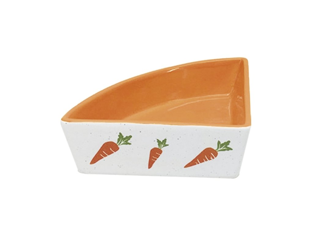30507 1 nobby rohova keramicka miska pro hlodavce oranzovo bila 12x12x5cm 0 25l z kategorie chovatelske potreby a krmiva pro hlodavce a mala zvirata misky napajecky misky