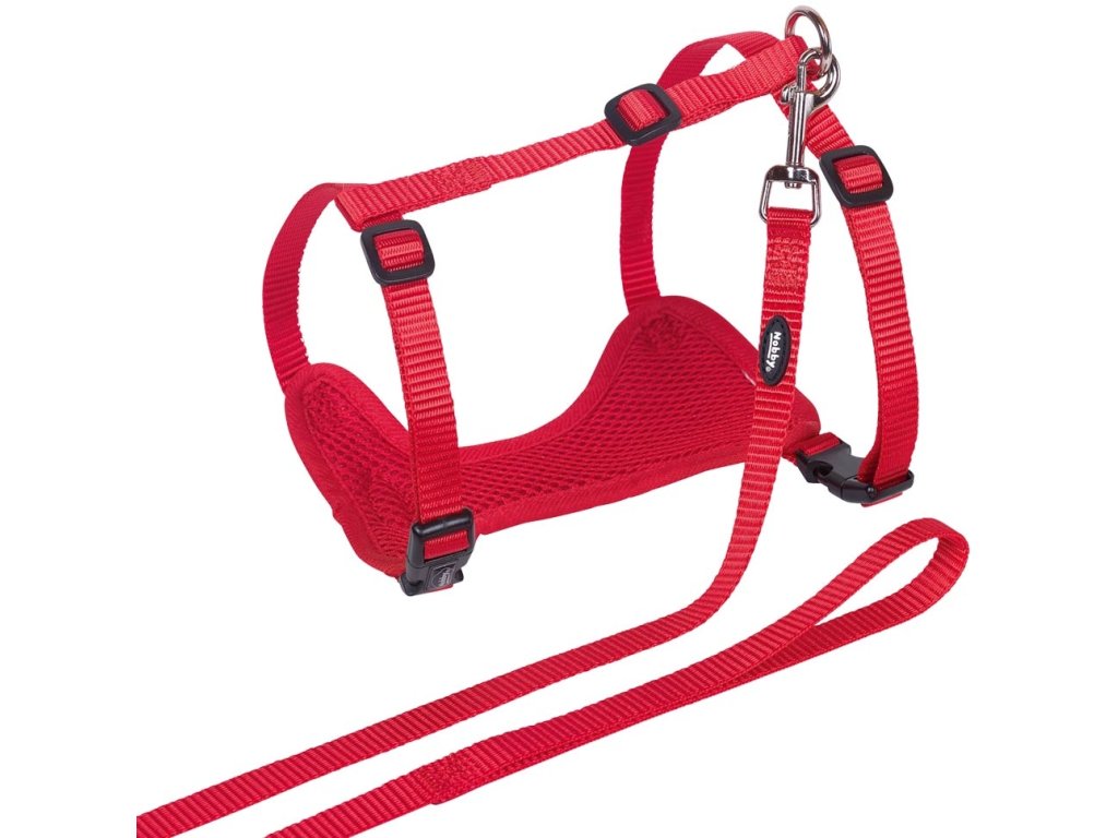 37629 2 nobby mesh postroj s voditkem pro kocku l xl cervena z kategorie chovatelske potreby a krmiva pro kocky obojky a voditka pro kocky postroje s voditkem pro kocky