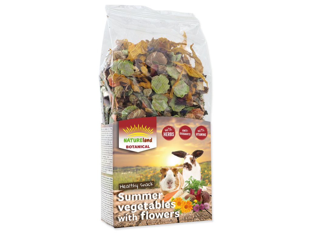 49257 1 pochoutka nature land botanical letni zelenina s kvety 100 g z kategorie chovatelske potreby a krmiva pro hlodavce a mala zvirata pamlsky pro hlodavce