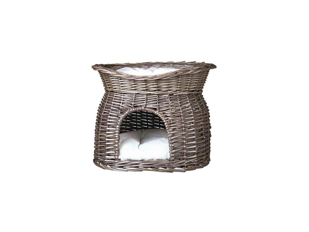 59690 1 trixie proutena bouda s odpocivadlem seda 54x43x37cm z kategorie chovatelske potreby a krmiva pro kocky pelisky dvirka a ostatni doplnky pro kocky kukane iglu pro kocky