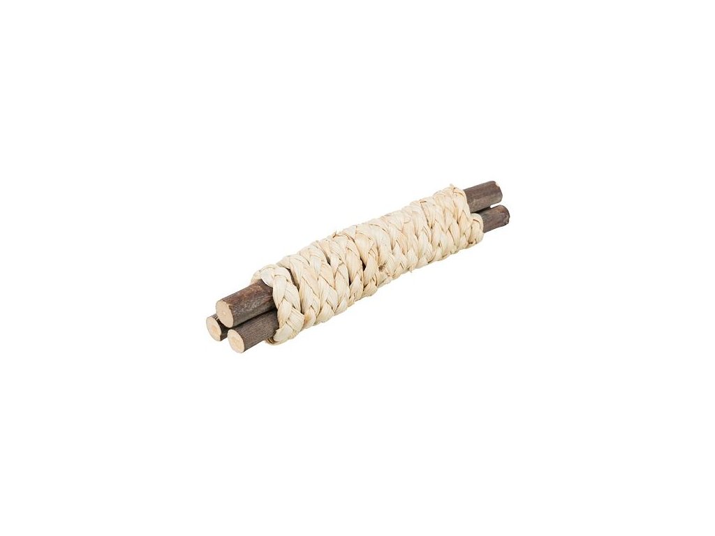 75453 4 trixie drevene tycky omotane slamenym copem 15x3cm z kategorie chovatelske potreby a krmiva pro hlodavce a mala zvirata hracky zabava