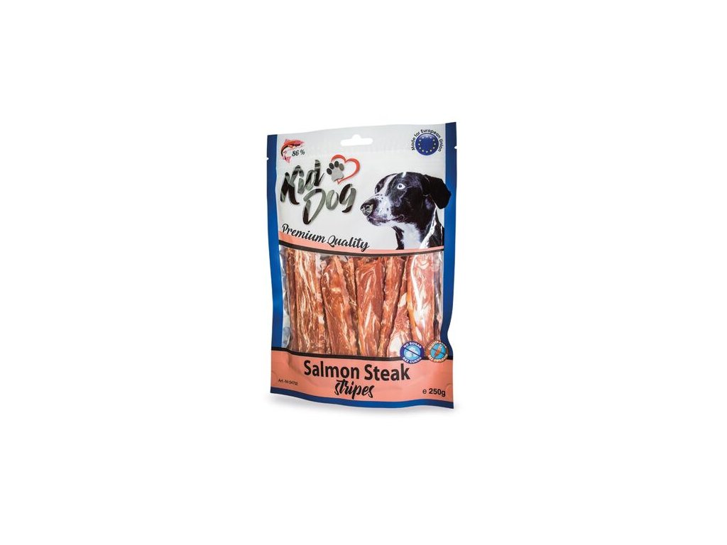 76104 2 kiddog lososovy steak v prouzku 250 g z kategorie chovatelske potreby a krmiva pro psy pamlsky pro psy zvykaci pamlsky pro psy