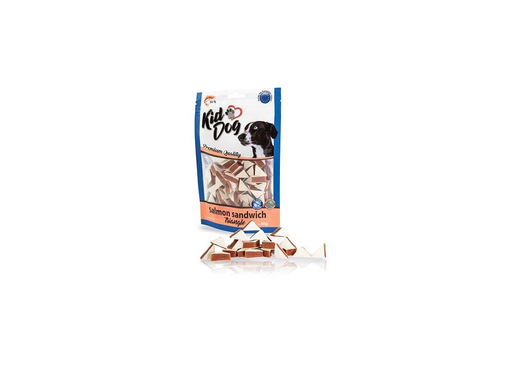 76317 3 kiddog lososove sendvicove trojuhelnicky 80 g z kategorie chovatelske potreby a krmiva pro psy pamlsky pro psy polomekke pamlsky pro psy