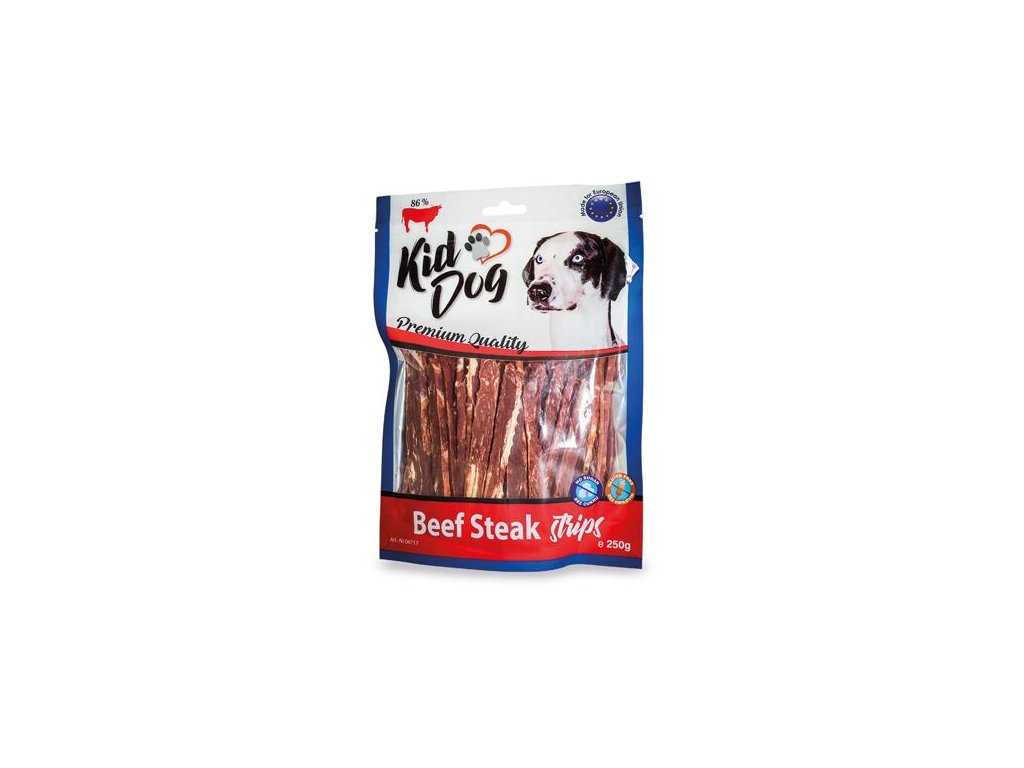 76122 2 kiddog hovezi steak v prouzku 250 g z kategorie chovatelske potreby a krmiva pro psy pamlsky pro psy zvykaci pamlsky pro psy