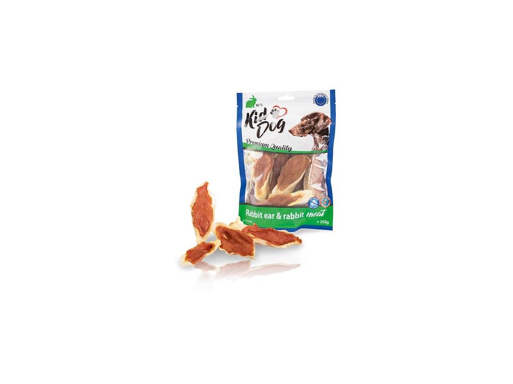 76158 2 kiddog kralici ucho plnene kralicim masickem 250 g z kategorie chovatelske potreby a krmiva pro psy pamlsky pro psy susene vnitrnosti kosti pro psy