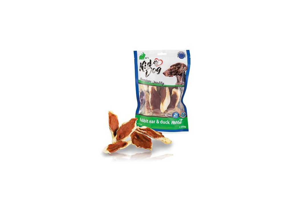 76164 2 kiddog kralici ucho plnene kachnim masickem 250 g z kategorie chovatelske potreby a krmiva pro psy pamlsky pro psy susene vnitrnosti kosti pro psy