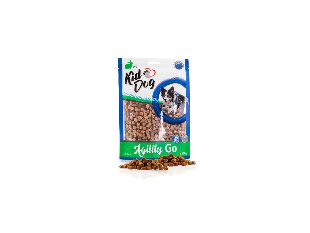 76383 2 kiddog agility go mini kousky s kralikem 250 g z kategorie chovatelske potreby a krmiva pro psy pamlsky pro psy tycinky salamky pro psy