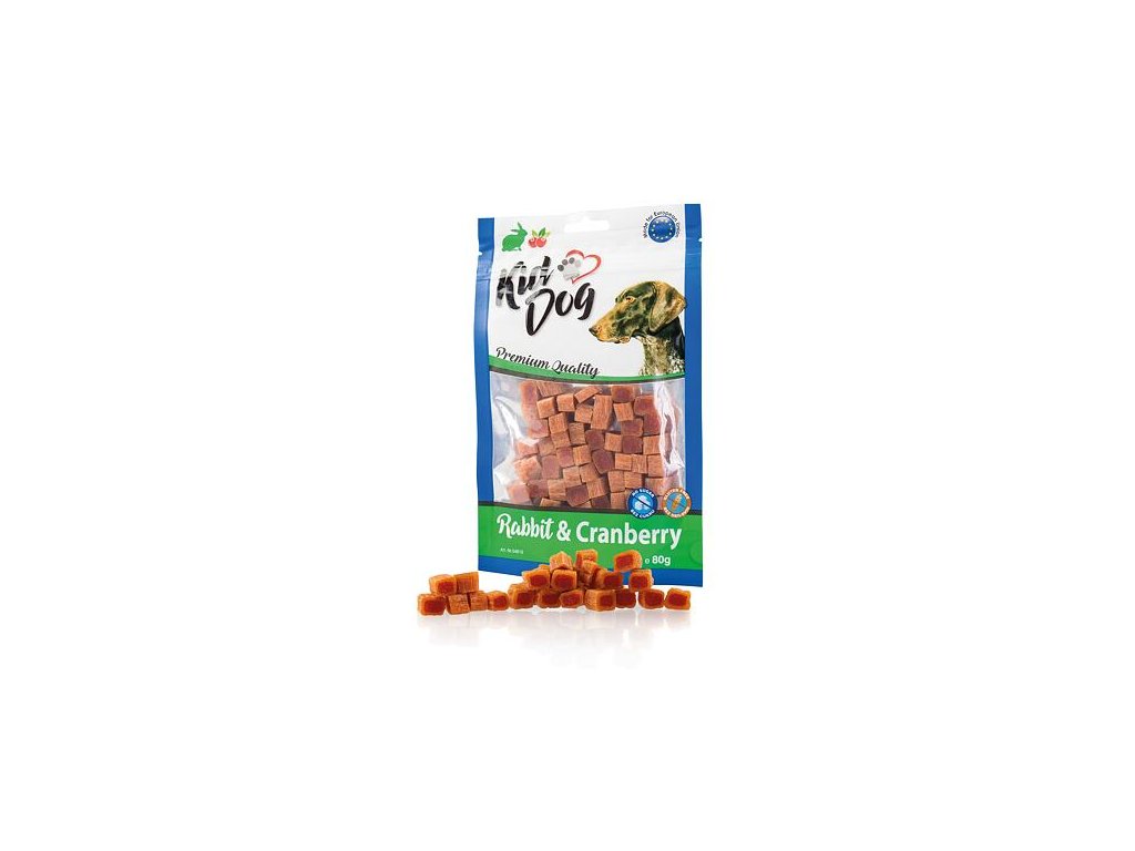 76389 2 kiddog mini kosticky s kralikem a brusinkami 80 g z kategorie chovatelske potreby a krmiva pro psy pamlsky pro psy tycinky salamky pro psy