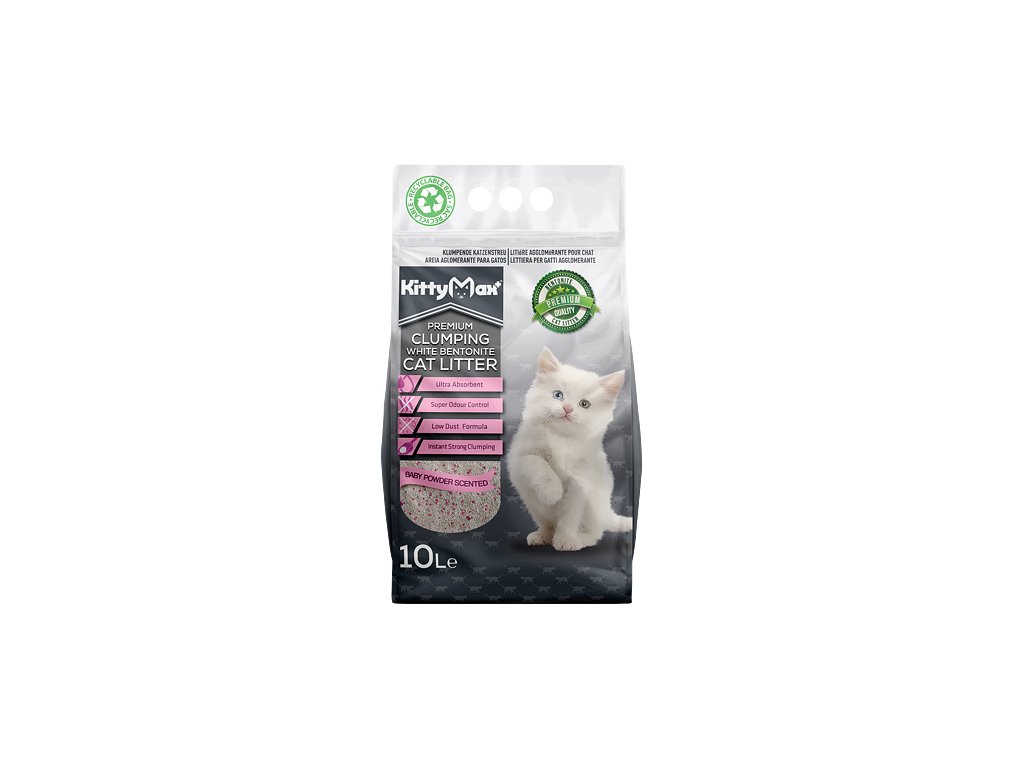84021 1 kittymax hrudkujici bezprasny bily bentonit baby powder 10 l z kategorie chovatelske potreby a krmiva pro kocky toalety steliva pro kocky steliva kockolity pro kocky