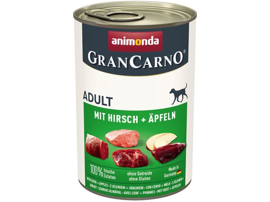 84033 1 grancarno adult jelen s jablky 400g z kategorie chovatelske potreby a krmiva pro psy krmiva pro psy konzervy pro psy