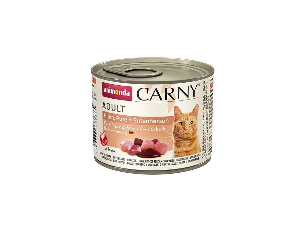 59351 1 animonda konzerva carny adult kure kruta kachni srdce 200g z kategorie chovatelske potreby a krmiva pro kocky krmivo a pamlsky pro kocky konzervy pro kocky