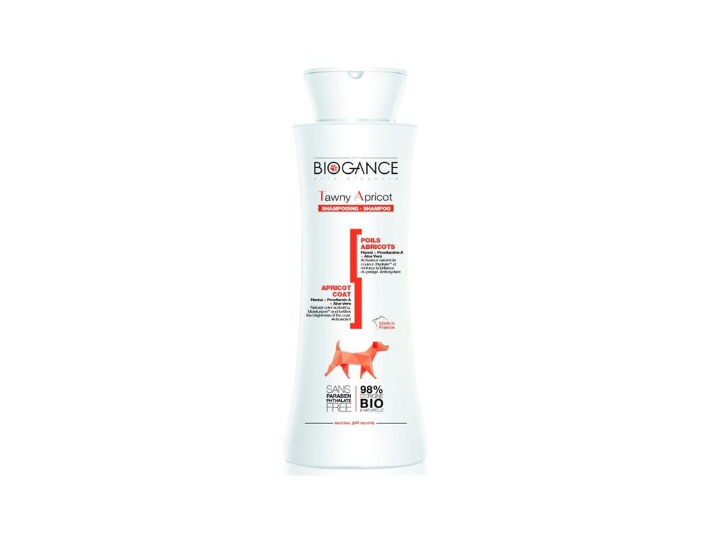 77436 1 biogance sampon tawny apricot pro zlutohned srst 250 ml z kategorie chovatelske potreby a krmiva pro psy hygiena a kosmetika psa sampony a spreje pro psy