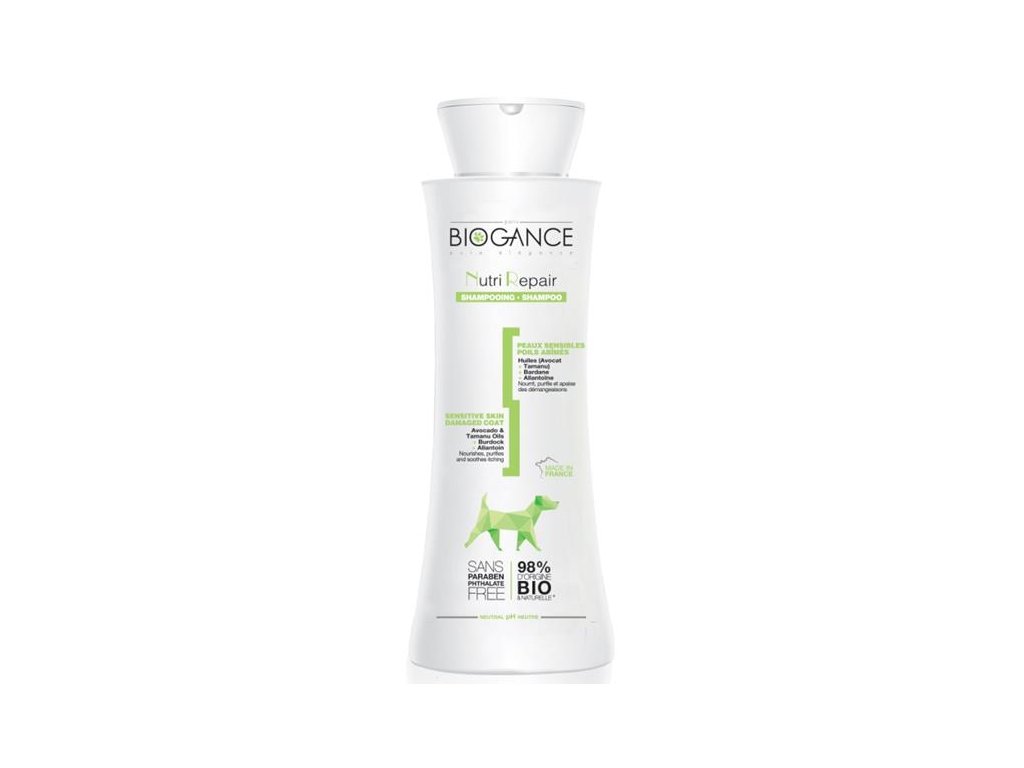 77445 1 biogance sampon nutri repair protisvedivy 250 ml z kategorie chovatelske potreby a krmiva pro psy hygiena a kosmetika psa sampony a spreje pro psy
