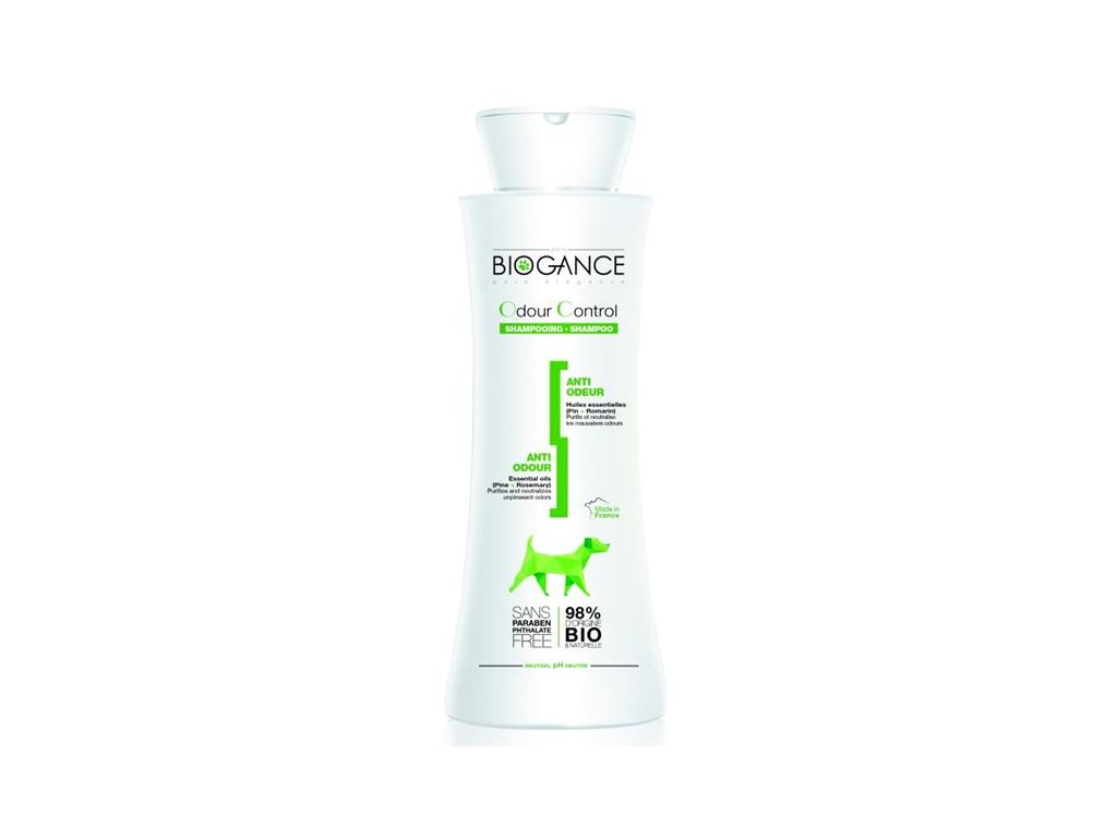 77448 1 biogance sampon odour control 250 ml z kategorie chovatelske potreby a krmiva pro psy hygiena a kosmetika psa sampony a spreje pro psy