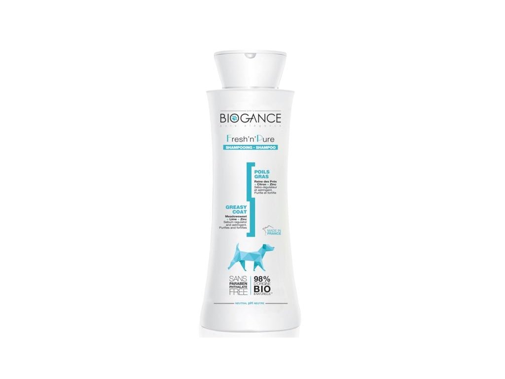 77451 1 biogance sampon fresh n pure hydratacni 250 ml z kategorie chovatelske potreby a krmiva pro psy hygiena a kosmetika psa sampony a spreje pro psy