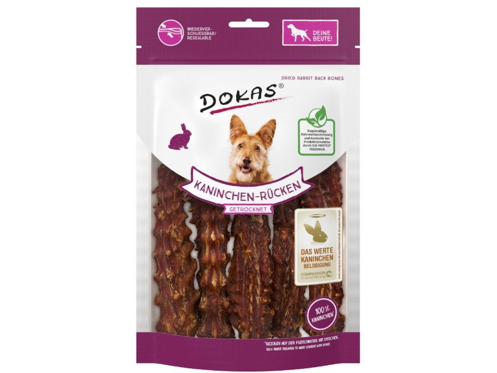 38505 1 dokas kralici hrbet s kosti pochoutka pro psy 120g z kategorie chovatelske potreby a krmiva pro psy pamlsky pro psy susene vnitrnosti kosti pro psy