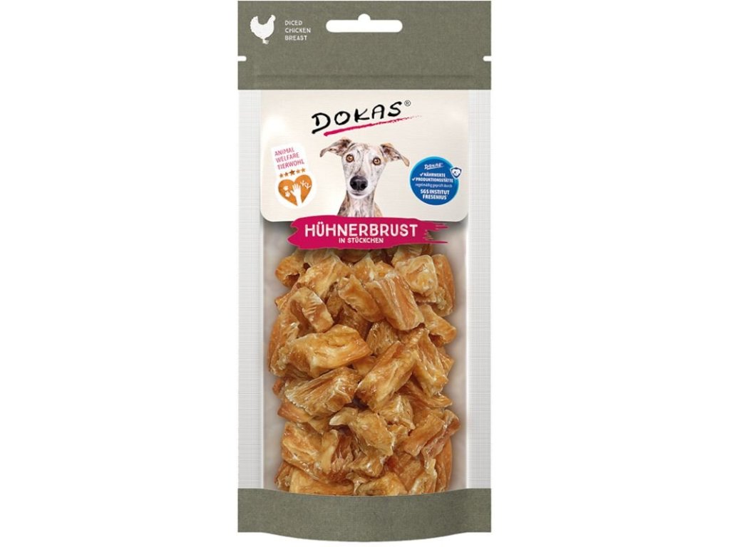 77607 dokas kureci prsa kousky animal welfare 50g z kategorie chovatelske potreby a krmiva pro psy pamlsky pro psy susena masicka pro psy