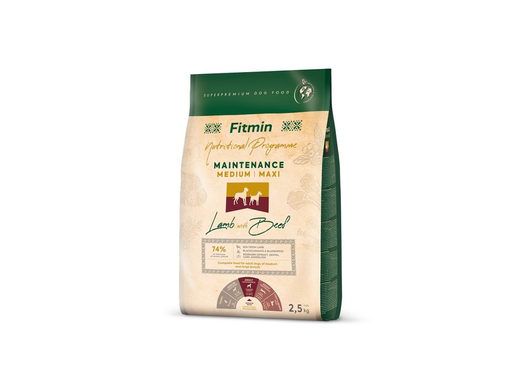 53355 2 fitmin dog medium maxi maintenance lamb with beef 2 5 kg z kategorie chovatelske potreby a krmiva pro psy krmiva pro psy granule pro psy