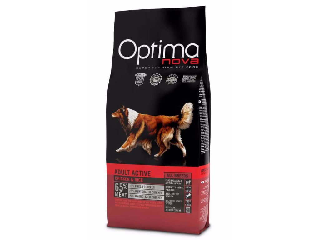 78147 1 optimanova dog adult active 12 kg z kategorie chovatelske potreby a krmiva pro psy krmiva pro psy granule pro psy