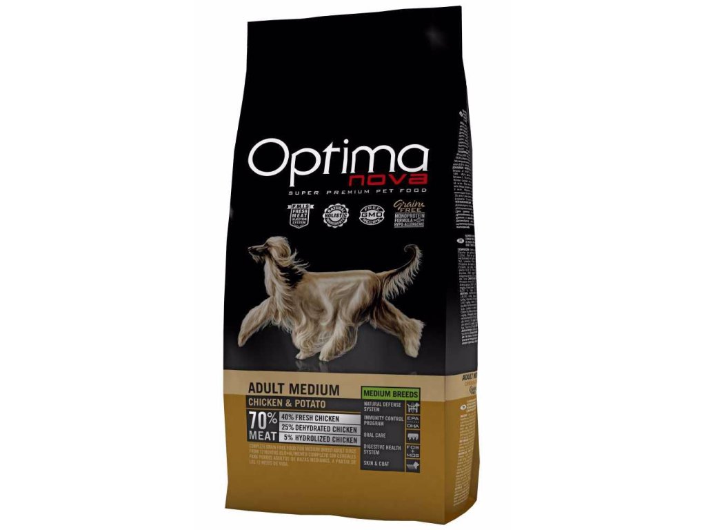 78180 1 optimanova dog adult medium chicken potato gf 2 kg z kategorie chovatelske potreby a krmiva pro psy krmiva pro psy granule pro psy