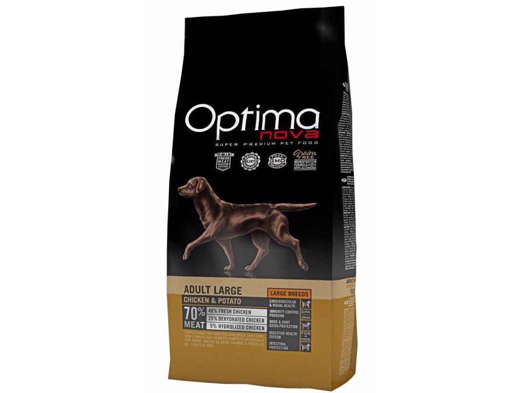 78186 1 optimanova dog adult large chicken potato gf 12 kg z kategorie chovatelske potreby a krmiva pro psy krmiva pro psy granule pro psy