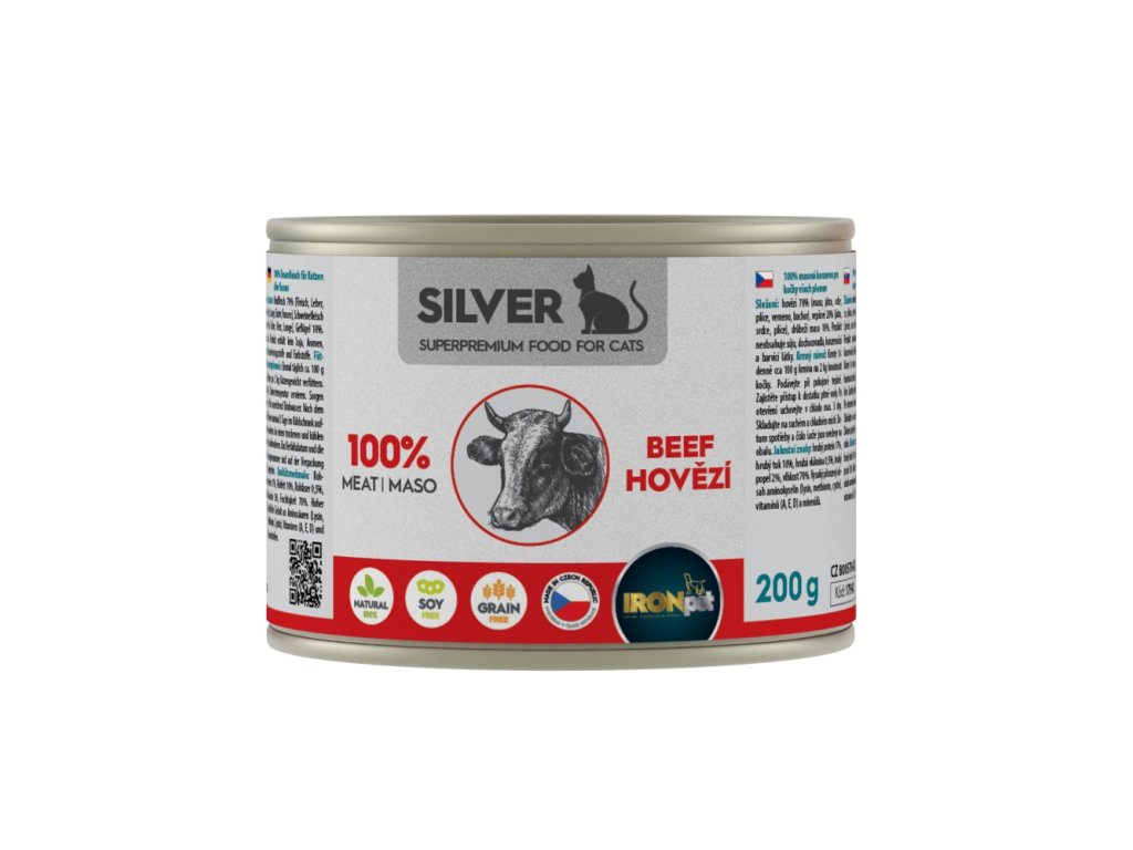78735 2 ironpet silver cat hovezi 100 masa 200 g z kategorie chovatelske potreby a krmiva pro kocky krmivo a pamlsky pro kocky konzervy pro kocky