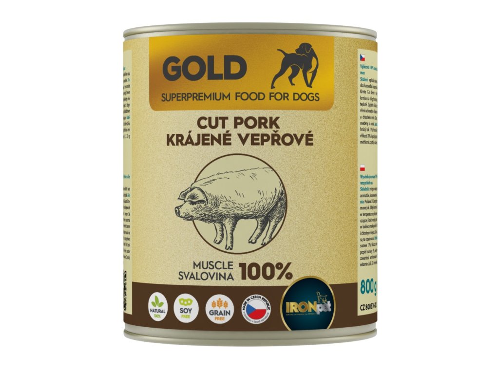 78759 2 ironpet gold dog veprova krajena svalovina 800 g z kategorie chovatelske potreby a krmiva pro psy krmiva pro psy konzervy pro psy