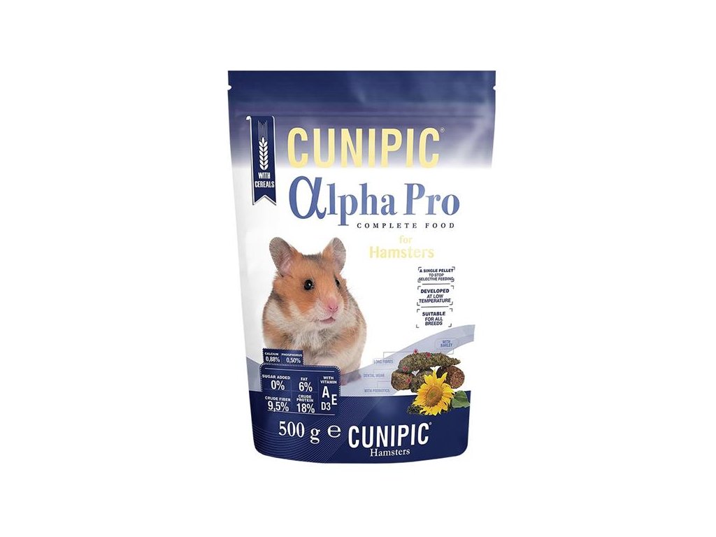 56028 1 cunipic alpha pro hamster krecek 500 g z kategorie chovatelske potreby a krmiva pro hlodavce a mala zvirata krmiva pro hlodavce a mala zvirata