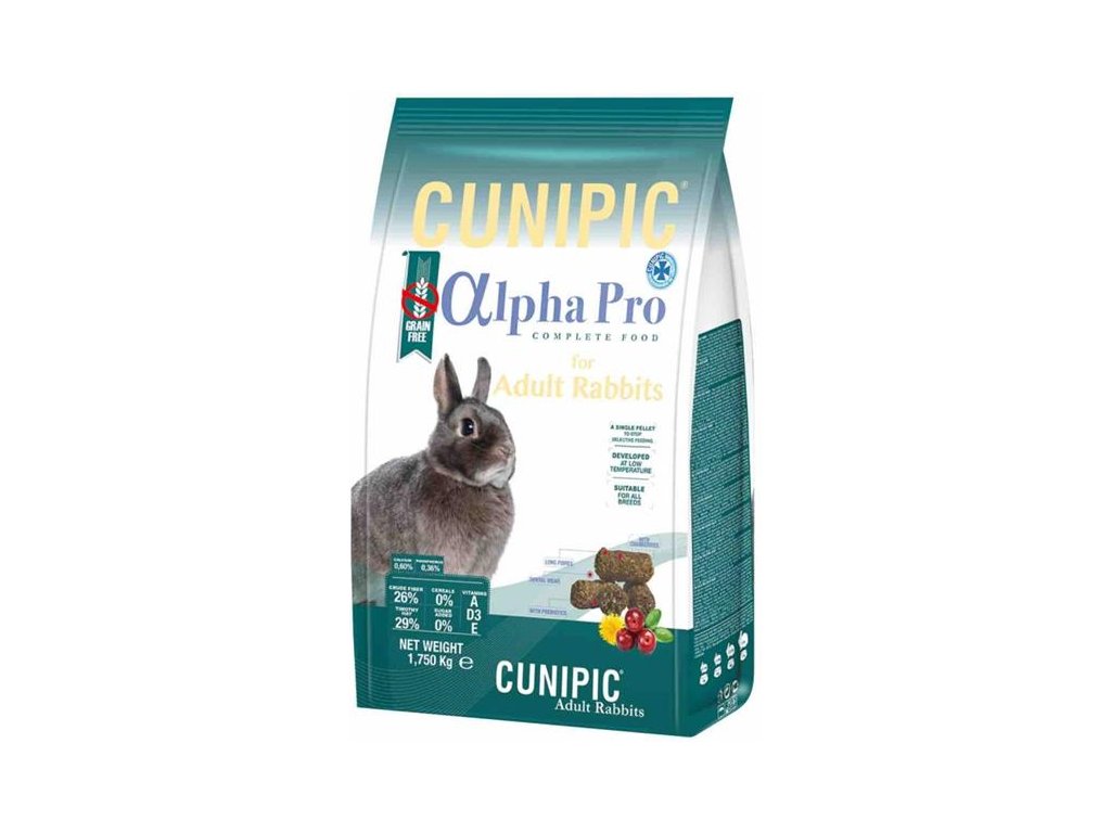 56034 1 cunipic alpha pro rabbit adult kralik dospely 1 75 kg z kategorie chovatelske potreby a krmiva pro hlodavce a mala zvirata krmiva pro hlodavce a mala zvirata