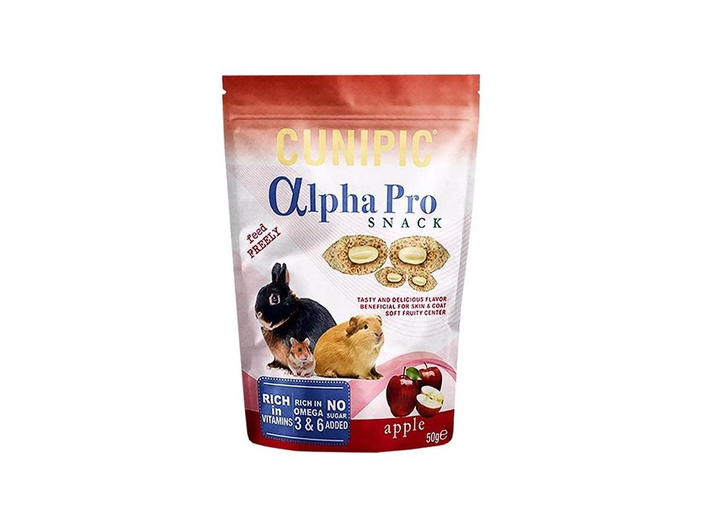56046 1 cunipic alpha pro snack apple jablko 50 g z kategorie chovatelske potreby a krmiva pro hlodavce a mala zvirata pamlsky pro hlodavce