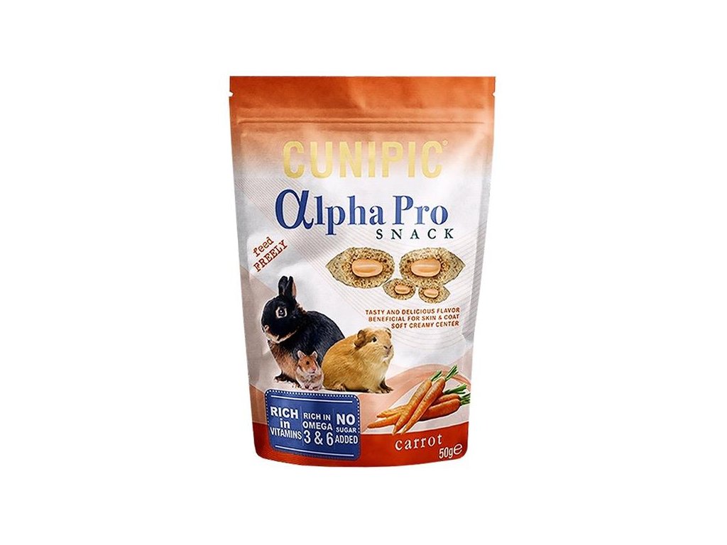56049 1 cunipic alpha pro snack carrot mrkev 50 g z kategorie chovatelske potreby a krmiva pro hlodavce a mala zvirata pamlsky pro hlodavce