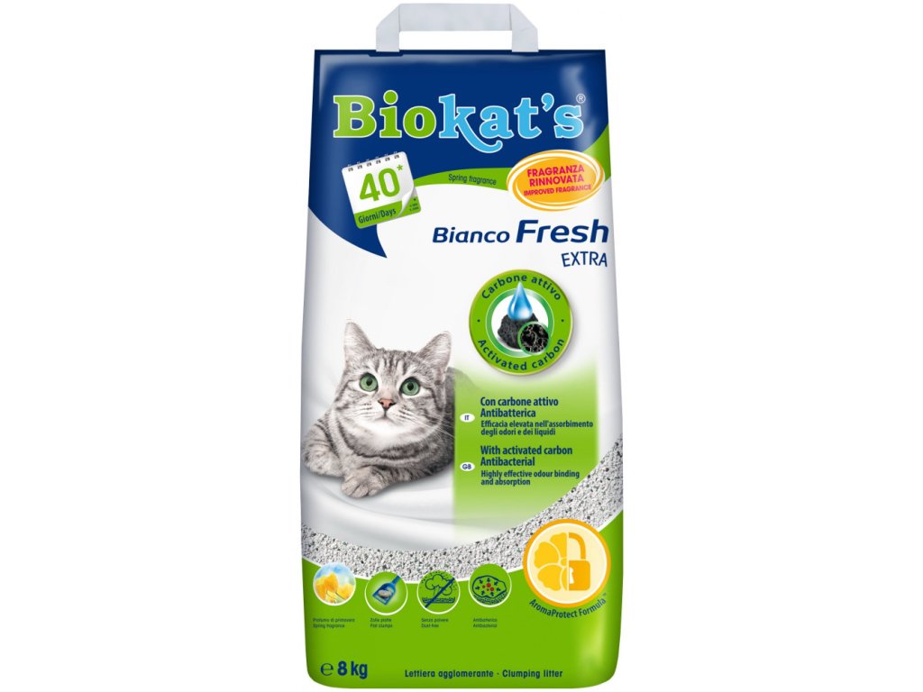 53139 biokats bianco fresh extra podestylka 8 kg z kategorie chovatelske potreby a krmiva pro kocky toalety steliva pro kocky steliva kockolity pro kocky