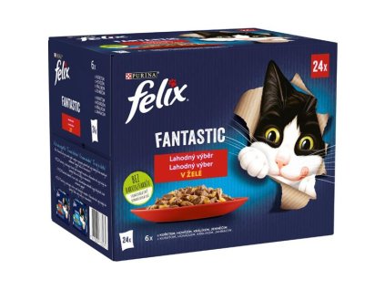 82599 1 felix fantastic multipack masovy vyber v zele 24x85g z kategorie chovatelske potreby a krmiva pro kocky krmivo a pamlsky pro kocky kapsicky pro kocky