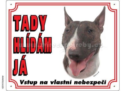 5325 1 vystrazna plastova tabulka na plot bulterier z kategorie chovatelske potreby a krmiva pro psy tabulky samolepky psi tabulky na plot
