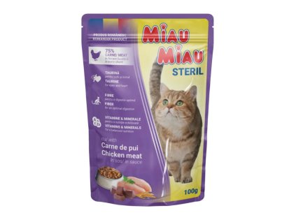 108667 miau miau cat sterilised kapsicka pro kastrovane kocky kureci 100g