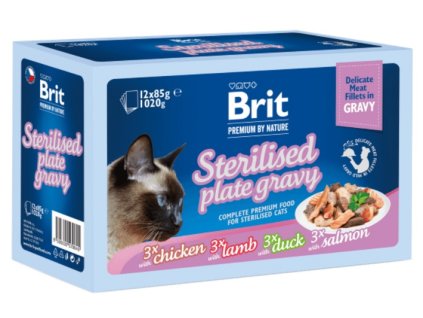 91549 britpremium cat delicate fillets in gravy family plate sterilised 12x85g 1 02 kg